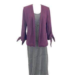 OLIVIA Moon Tie Sleeve No Closure Burgundy Maroon Knit Blazer Jacket Sz Small